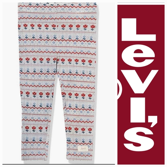 NWT Levi's Baby Blue Fleece Patterned Leggings Set ~24M - Picture 3 of 4